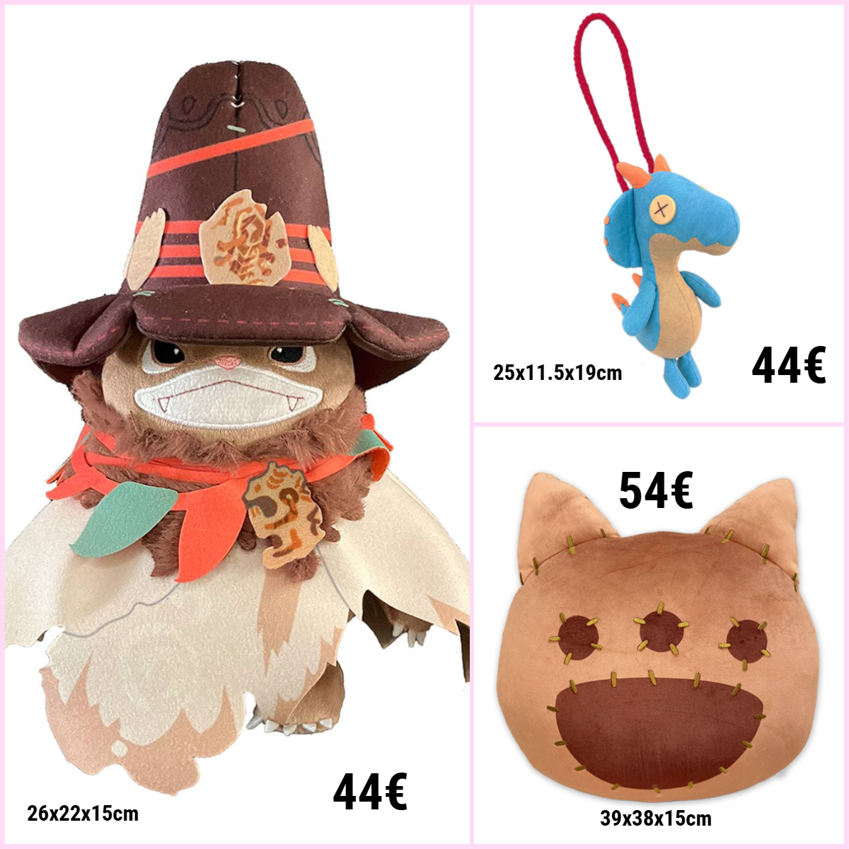 Peluches Monster Hunter Wilds (Precio unitario - 3 modelos a elegir)